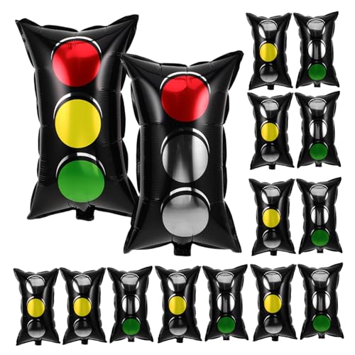 STOBAZA 16 Stück Aluminiumfilm Ampelballon Foto -Requisiten Hintergrund Geburtstagsfeier -Requisiten Partyartikel für Rennwagen Auto-Geburtstagsparty-Zubehör -Ampel Aluminiumfolie von STOBAZA
