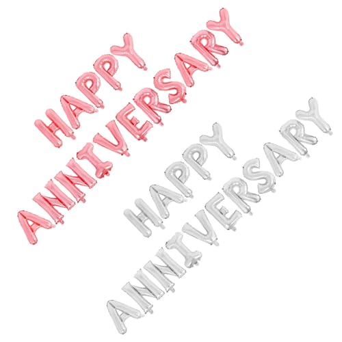 STOBAZA 2 Sets „happy Anniversary“-luftballons: 16 Zoll Große Buchstabenballons Aus Aluminiumfolie Für Die Hochzeitstagsparty – Leicht Aufzublasende Dekorationen STOBAZA 2 Sets „happy Anniversary“-luftballons: 16 Zoll Große Buchstabenballons Aus Aluminiumfolie Für Die Hochzeitstagsparty – Leicht Aufzublasende Dekorationen von STOBAZA