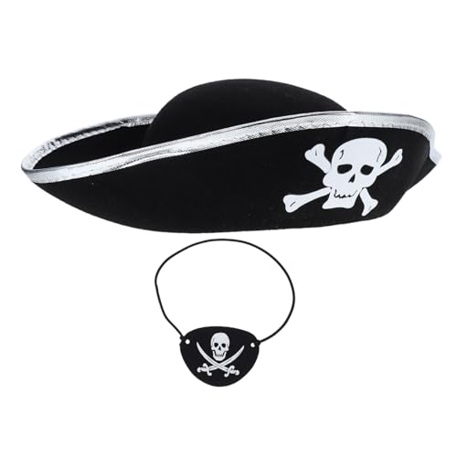 STOBAZA 2 Stk. Piratenhut und Augenklappe Set für Frauen Teiliges Piratenkostüm Zubehör Einzigartiges Design für Halloween Cosplay Maskerade und Piratenpartys Partyaccessoire von STOBAZA
