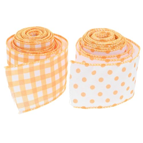 STOBAZA 2 Stück Gelbes DIY Geschenkband mit Drahtkante Vielseitiges Frühlingsband für Kränze Sträuße Partydekorationen Einfach zu Verwenden für Bastelanfänger und Frühlingsprojekte von STOBAZA