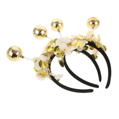 STOBAZA 2 Stück Goldene Disco Ball Haarreifen Dekoratives Haarband für Party Cosplay Fotoshooting Leichtes Stirnband Festlicher Haarschmuck für Damen und Mädchen von STOBAZA
