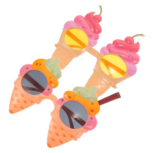 STOBAZA 2 Stück Hawaii Party Lustige Sonnenbrille Eiscreme Dessert Brille für Strandfest Sommer Accessoire und Fotorequisiten Leicht für Kostümpartys von STOBAZA