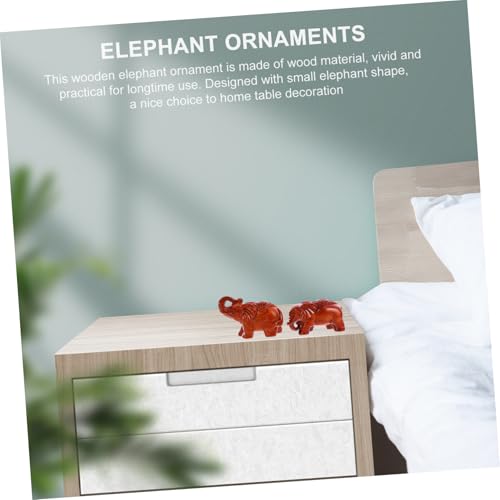 STOBAZA 2 Stück Holzfigur Elefant Handgeschnitzt Kleine Skulptur Tierdeko für Wohnzimmer Schreibtisch Ansprechende Holzornament Handlich Charmant Kompakt Dekorativ von STOBAZA