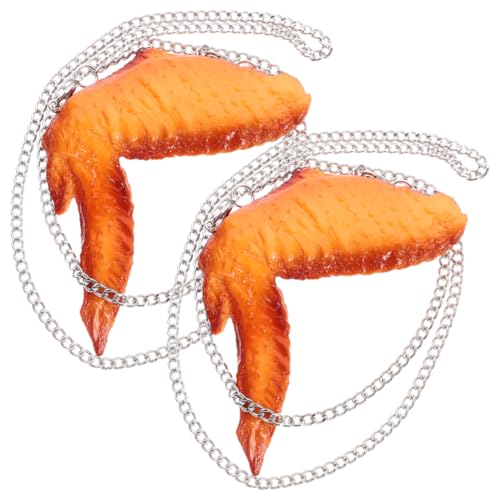 STOBAZA 2 Stück Kreative Hühnerflügel-Halskette Kostüm modeschmuck lustige accessoires Lustiges Accessoire party accessoires Hühnerhalskette Halskette mit gebratenem Huhn Metall von STOBAZA