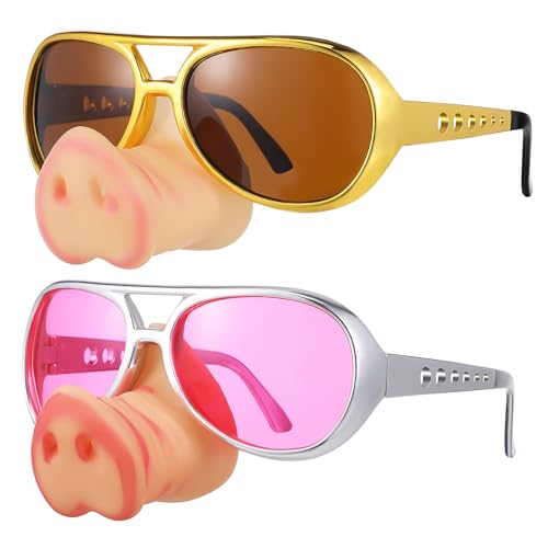 STOBAZA 2 Stück Lustige Schweinenase Brille Kunststoff Halloween Cosplay Party Zubehör in Gold für Kostüme und Foto Requisiten von STOBAZA