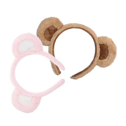 STOBAZA 2 Stück Plüsch Bärenohren Haarband Kuscheliges Stirnband mit Tierohren Süßes Haarschmuck Accessoire für Damen und Mädchen für Halloween Weihnachten und Partyspaß von STOBAZA