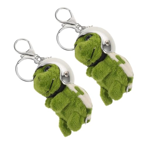 STOBAZA 2 Stück Plüsch Schlüsselanhänger Schildkröte Niedlicher Cartoon Schildkröten Anhänger mit Helm Weiches Stofftier als Taschen und Schlüsselring Deko Verspieltes für Freunde von STOBAZA