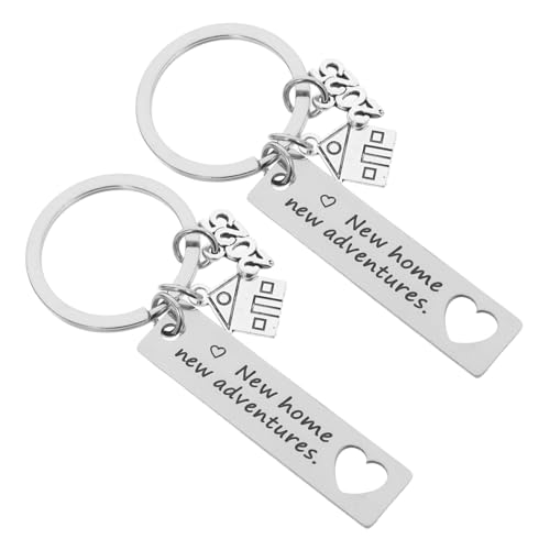 STOBAZA 2 Stück Schlüsselanhänger Set Einweihungsgeschenk für Neue Hausbesitzer mit Graviertem Home Adventures Modernes Design Langlebig als Glücksbringer zum Umzug von STOBAZA