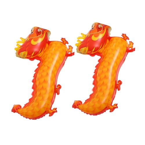 STOBAZA 2 Stück Teiliges Chinesisches Neujahrs Orangefarbene Aluminiumfolie drachenluftballons Langlebige Partydekoration für Frühlingsfest Festliche Neujahrs ornamente von STOBAZA