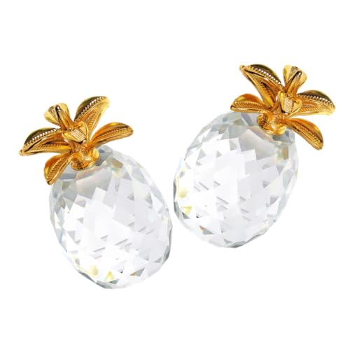 STOBAZA 2 Stücke Kristall Ananas Deko Minimalistisches Modernes Design Transparente Fruchtfigur mit Goldfarbenen Metallblättern Stilvolle Tischdekoration für Wohn und Esszimmer von STOBAZA