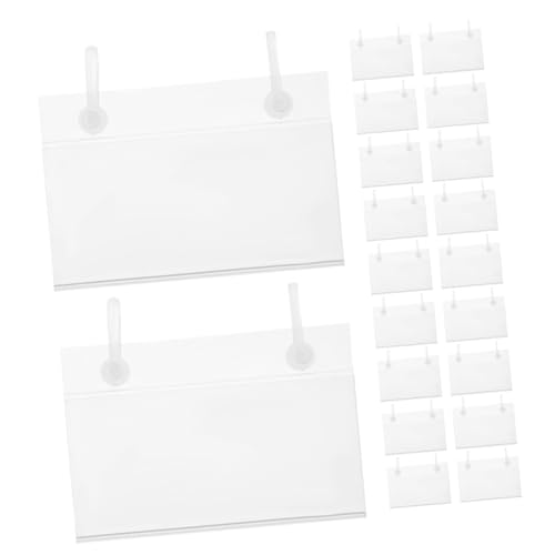 STOBAZA 20Stücke Transparente Preisschildhalter Doppelhakenfunktion Etikettenclips für Drahtregale Körbe Preisschilder für Einzelhandel von STOBAZA