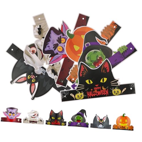 STOBAZA 24 Stk. Teiliges Halloween Papierhüte Kürbis Hexe Fledermaus Motiv Wiederverwendbar Einfach zu Montieren Kreative Halloween Cosplay Deko für Erwachsene und Partys von STOBAZA