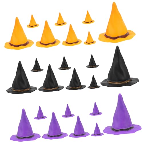 STOBAZA 24 Stück Hexen Hut Halloween-dekor Gruselig Miniatur -lichter Kostüm Farbe Halloween Braun Schmücken Hüte Dekoration Funkeln Spitz Rüsche Verfilzt Plastik von STOBAZA