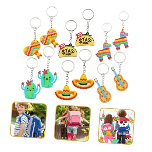 STOBAZA 24 Stück Teiliges Mexikanische Fiesta Schlüsselanhänger Cartoon Schlüsselanhänger Leichte Party Deko Accessoires für Taschen Koffer Geburtstagsfeiern und Sommerfeste von STOBAZA