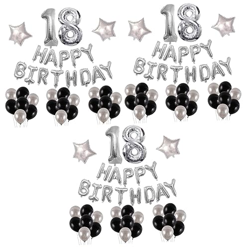 STOBAZA 3 Stück 18 Festivalballons Dekorationsset Für Die Party Zum 18. Geburtstag 18. Buchstaben Folienballons Atmosphäre Ballons Party-heliumballon Film Emulsion von STOBAZA