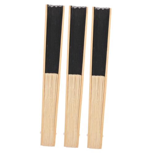 STOBAZA 3 Stück Faltbare Holz handfächer Leicht Tragbar Blanko DIY design Vielseitig Verwendbar für Dekoration Bühne Party Cosplay Handlicher Holzfächer Schwarz von STOBAZA