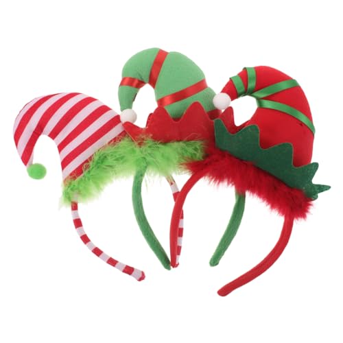STOBAZA 3 x Weihnachts-Elfen-Stirnband, weich, bequem, Urlaubs-Haarbänder mit Cartoon-gestreiftem Weihnachtsmannmützen-Design für Partyzubehör und festliche Verkleidungszubehör STOBAZA 3 x Weihnachts-Elfen-Stirnband, weich, bequem, Urlaubs-Haarbänder mit Cartoon-gestreiftem Weihnachtsmannmützen-Design für Partyzubehör und festliche Verkleidungszubehör von STOBAZA