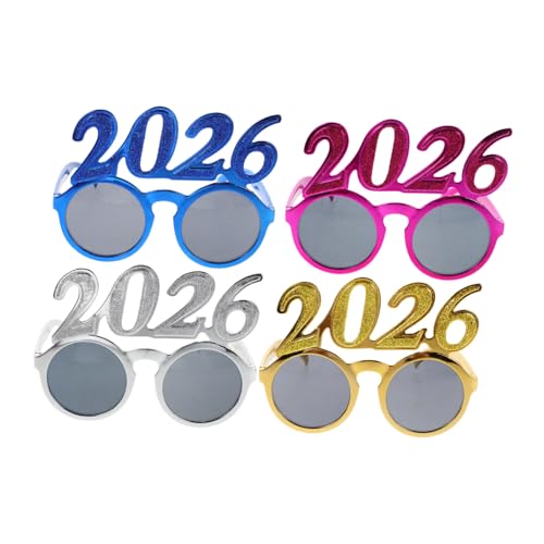 STOBAZA 4 Stück 2026 Silvester Partybrillen – 2026 Nummernbrillen Abschlussfeier Dekorationen Neuartige Sonnenbrillen Für Silvester Fotoautomaten Requisiten STOBAZA 4 Stück 2026 Silvester Partybrillen – 2026 Nummernbrillen Abschlussfeier Dekorationen Neuartige Sonnenbrillen Für Silvester Fotoautomaten Requisiten von STOBAZA
