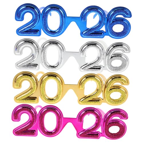 STOBAZA 4 Stück 2026 Silvester Partybrillen Lustige Feiertagsbrillen Für Silvesterdekorationen – Glitzernde Zahlenbrillen Für Foto Requisiten STOBAZA 4 Stück 2026 Silvester Partybrillen Lustige Feiertagsbrillen Für Silvesterdekorationen – Glitzernde Zahlenbrillen Für Foto Requisiten von STOBAZA