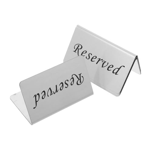 STOBAZA 4 Stück Edelstahl Reserviert Tischschild Freistehend Wiederverwendbar Platzsparend Minimalistisches Design für Hochzeit Party Restaurant Silber von STOBAZA
