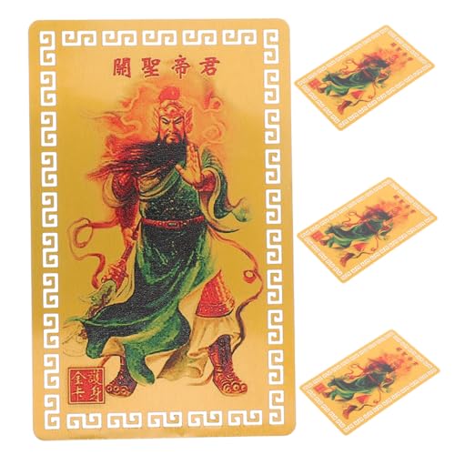 STOBAZA 4 Stück Teiliges Chinesische Tai Sui Amulettkarten aus Aluminium-magnesium-legierung mit Guan Gong Motiv Traditionelles Feng Shui Glücksbringer Schutz Positive Energie und von STOBAZA