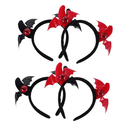 STOBAZA 4 Stück Teiliges Halloween Haarreif mit Leichten Fledermaus Dämonenhörnern Bequemes Wiederverwendbares Accessoire für Cosplay Party und Dunkle Themen Ergonomisch und Vielseitig von STOBAZA