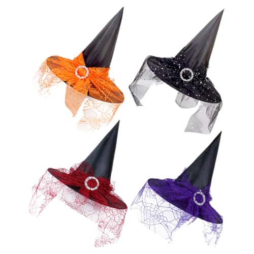 STOBAZA 4 Stück Teiliges Halloween Hexenhut Leichter Vielseitig als Foto Requisite und Partyhut Passende für Erwachsene und Jugendliche für Kostüm und Themenfeiern STOBAZA 4 Stück Teiliges Halloween Hexenhut Leichter Vielseitig als Foto Requisite und Partyhut Passende für Erwachsene und Jugendliche für Kostüm und Themenfeiern von STOBAZA