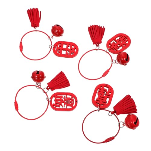 STOBAZA 4 Stück Teiliges Holzanhänger Chinesische Symbole Schlüsselanhänger Traditionelle Hängedeko Multifunktional für Taschen Handyflur Chinesisches Neujahr von STOBAZA