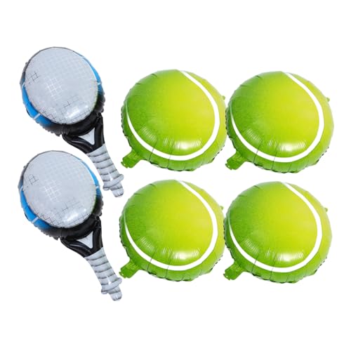 STOBAZA 4 Stück Tennis Party Grüne Tennisballons Tennisracket Folienballons für Sport Themen Geburtstagsfeier Einfache Anbringung Vielseitig Einsetzbar für Männer und Frauen von STOBAZA