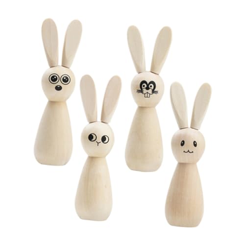 STOBAZA 4 Stück Unlackierte Holzhasen DIY Osterhasen Figuren aus Natürlichem Holz Unbemalte Peg Dolls mit Langen Ohren zum Bemalen und Basteln Dekorativ für Ostern und Kreative STOBAZA 4 Stück Unlackierte Holzhasen DIY Osterhasen Figuren aus Natürlichem Holz Unbemalte Peg Dolls mit Langen Ohren zum Bemalen und Basteln Dekorativ für Ostern und Kreative von STOBAZA