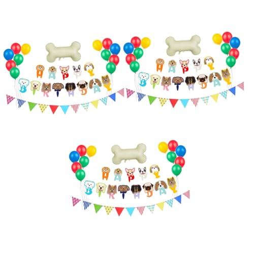 STOBAZA 45-Teiliges Set Geburtstagsdekoration für Welpen Ballons Geburtstagszubehör für Hunde Party Ammer Girlande Glücklich geschenk Haustier das Banner Ziehen Sie die Flagge von STOBAZA