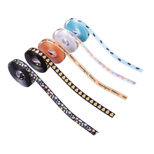 STOBAZA 5 Rollen Halloween Geschenkband Breit Lang Buntes Satinband mit Kürbis Spinne Schwarzem Muster Gelb Schwarzer für DIY Basteln und Geschenkverpackung STOBAZA 5 Rollen Halloween Geschenkband Breit Lang Buntes Satinband mit Kürbis Spinne Schwarzem Muster Gelb Schwarzer für DIY Basteln und Geschenkverpackung von STOBAZA