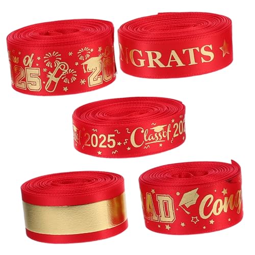 STOBAZA 5 Rollen Polyester Geschenkband Graduation Theme Breit Yards für DIY Schleifen Basteln Dekorationen Blumensträuße Partyband mit Folienprägung Rot STOBAZA 5 Rollen Polyester Geschenkband Graduation Theme Breit Yards für DIY Schleifen Basteln Dekorationen Blumensträuße Partyband mit Folienprägung Rot von STOBAZA