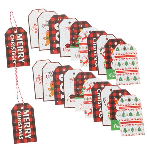 STOBAZA 50 Stück Teiliges Weihnachts Geschenkanhänger mit Faden Bunte Geschenketiketten zum Aufhängen Weihnachtliche Papieranhänger mit Festlichem Design für Geschenkeverpackung und von STOBAZA