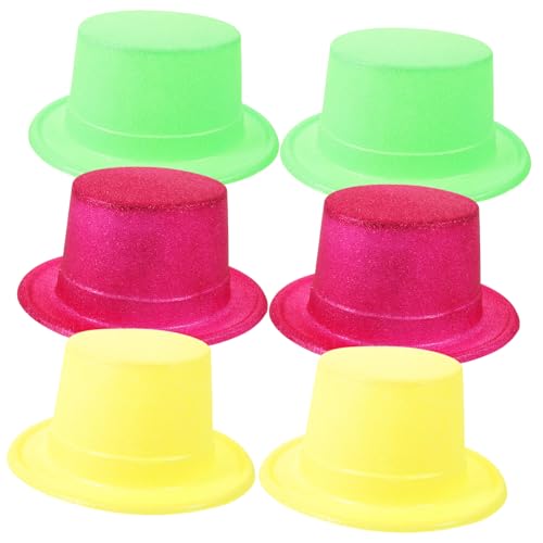 STOBAZA 6 Stück Teiliges Fluoreszierendes Party Papier Tophat Bunte DIY Zauberhüte Leichte Kopfbedeckungen für Karneval Kostümfeiern Cosplay und Geburtstagsdekoration von STOBAZA