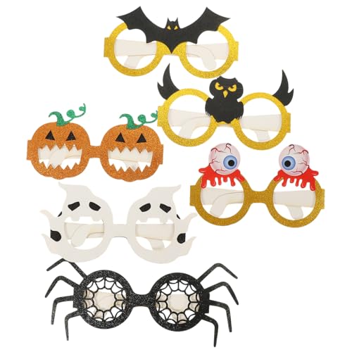 STOBAZA 6 Stück Teiliges Halloween Brillen aus Sicherem Papier Kreative Partybrille mit Einzigartigem Design Langlebig und Farbecht für Halloween Kostüme und Foto Requisiten von STOBAZA