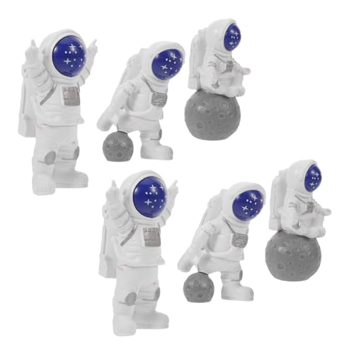 STOBAZA 6 Stück Teiliges Mini Astronaut Harzfiguren für Weltraum Party Tortendeko und Desktop Ornament Detailreich Farbenfroh für Geburtstag und Themenfeiern von STOBAZA