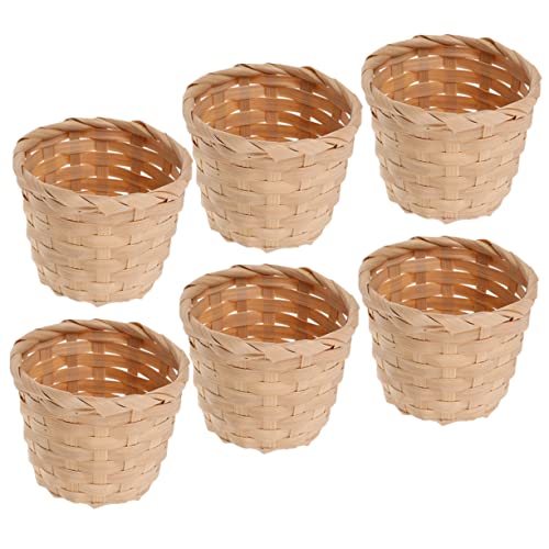 STOBAZA 6Stücke Dekorative Bambuskörbe Geflochtene Aufbewahrungskörbe für Kleinigkeiten Blumenhalter und Desktop Organizer Leicht und Langlebig für Stilvolle Heimdekoration von STOBAZA