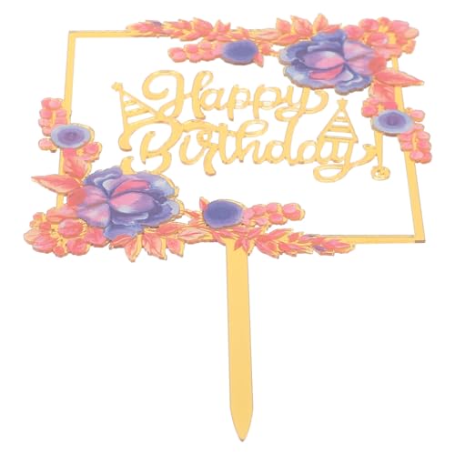 STOBAZA Acryl-Kuchenaufsatz „Happy Birthday“ Hohler Rahmen Geburtstagskuchen-Picks Kucheneinsätze Für Geburtstagsfeier Kuchen Desserts Gebäck Dekorationen von STOBAZA