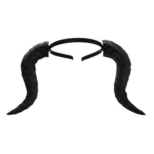 STOBAZA Drachenstirnband Drachenkopfstück Drachen-Stirnband für Damen Dämon Cosplay Requisiten Gothic-Kostüm-Stirnband Böses Kostümstirnband Cosplay-Haarreifen Haarband aus Horn Pu Schwarz von STOBAZA