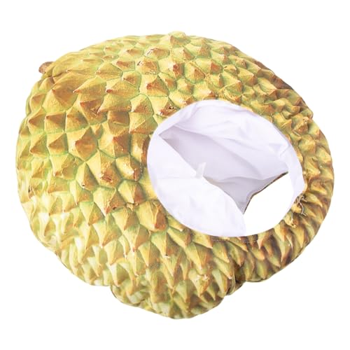 STOBAZA Durian-Kopfbedeckung Plüsch- -Mütze Neuheit Partyhut Maskerade-Cosplay-Kopfbedeckung Fruchtkostümhut Japanisch und Koreanisch Kleidung Leistungsrequisiten Obst Kind Stoff von STOBAZA