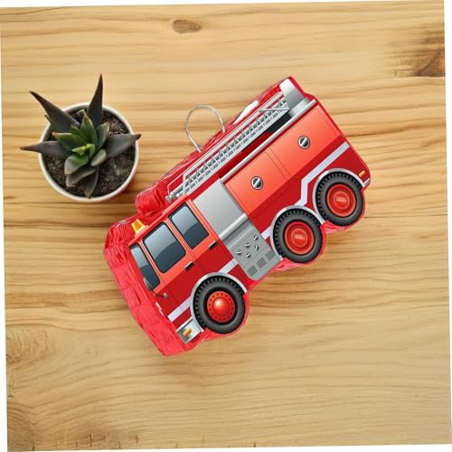 STOBAZA Feuerwehr Design Piñata mit Augenbinde und Konfetti Kinderfreundlich Leuchtende Farben Einfache Montage für Feuerwehr Mottoparty und Jungen Geburtstagdeko von STOBAZA