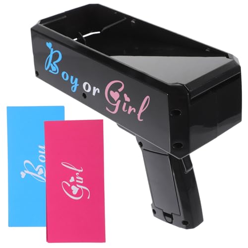 STOBAZA Gender Reveal Shooter Schwarz Party Requisite Sprühpistole mit Papierstreifen für Jungen Mädchen Partydekoration Geburtstagsfeier Zubehör von STOBAZA