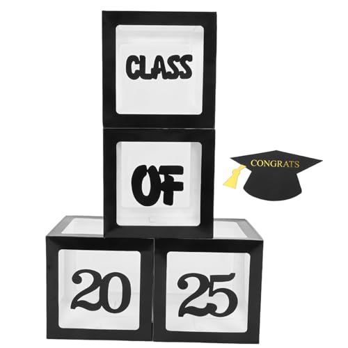 STOBAZA Graduation Party Deko Set mit Schwarzen Ballonboxen und Doktorhut Motiv Vielseitige Abschlussfeier Dekoration für Schule und Uni Einfache Montage Festliche Atmosphäre für von STOBAZA