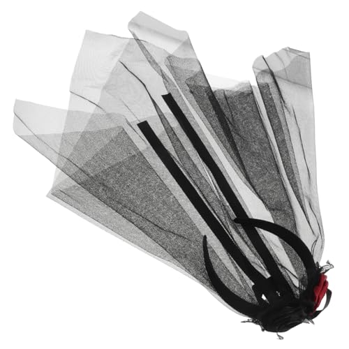 STOBAZA Halloween Braut Haarschmuck Schwarzes Netz Schleier Stirnband Mit Realistischen Rosen Atmungsaktiv Für Langzeittragen Halloween Party Accessoire von STOBAZA
