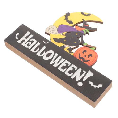 STOBAZA Halloween Holz Tischdekoration Handgefertigt Feine Details Herbstliches Tischschild Kürbis Ornament für Wohnzimmer Party Halloween Tischmittelstück Raumdeko von STOBAZA