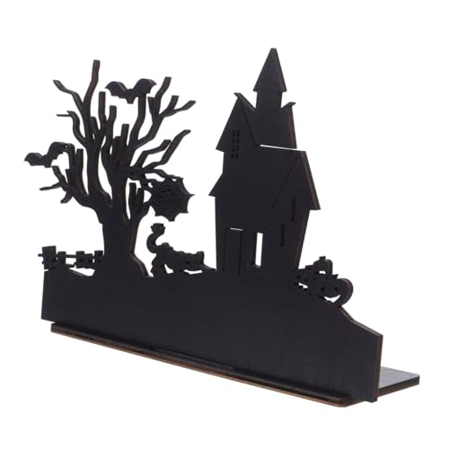 STOBAZA Halloween Holz Tischdekoration Spukiges Zentrum mit Animiertem Schloss Projektionen Wiederverwendbares Holzschild für Party Festliche Halloween Tischornamente für Zuhause und von STOBAZA