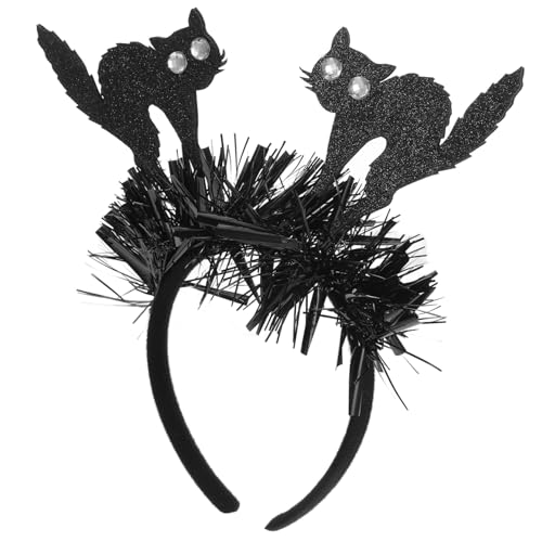 STOBAZA Halloween Katzenohren Stirnband Schwarz Einzigartiger Halloween Haarschmuck Langlebiger Verformungsfester Party Haarreif für Damen für Cosplay Geburtstag Fotografie und von STOBAZA