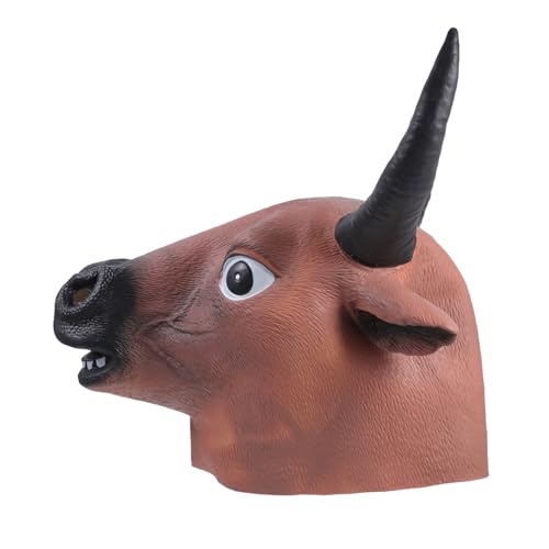STOBAZA Halloween Kuhkopf Maske Gelb Tierkopf Maske für Erwachsene Cosplay Party Kostüm Zubehör für Halloween Karneval und Maskerade Einfache Handhabung und Auffälliges Design von STOBAZA