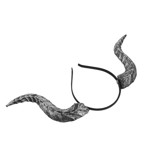 STOBAZA Halloween Teufelshorn Haarreif Silber Abnehmbar Steampunk Vintage Kostüm Accessoire für Karneval Cosplay Themenpartys Komfortabel und Vielseitig Tragbar von STOBAZA